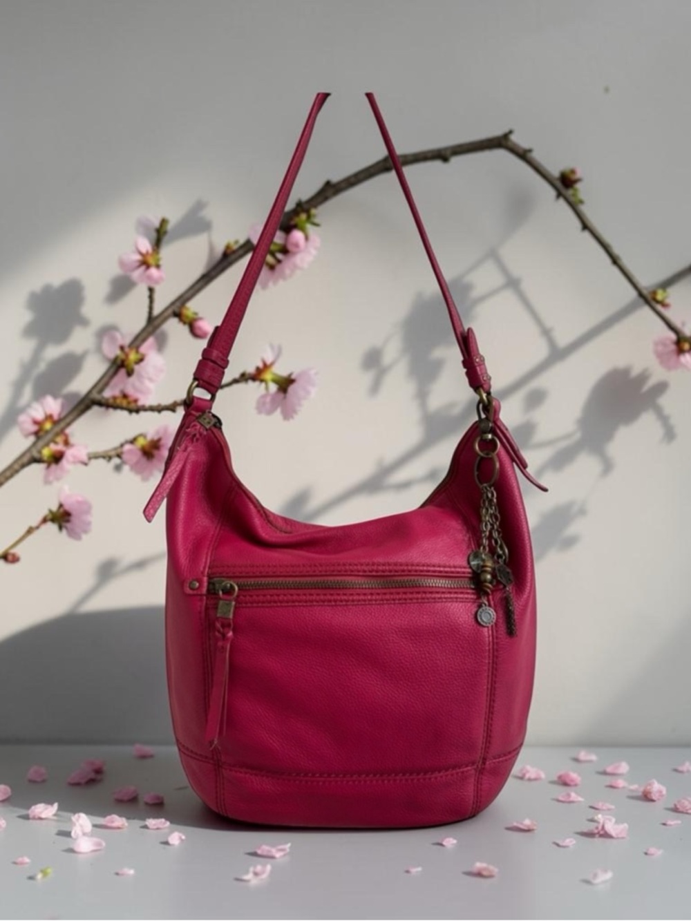 The Sak sequoia Hobo  in Magenta Leather Shoulder Hobo
